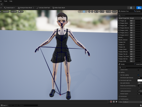 Black Dress Stylized Young Woman 3D Character Rigged Short 3D Model