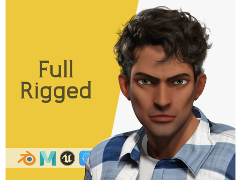 Intense Rugged Look Rigged Stylized Toon 3D Male Character 3D 模型