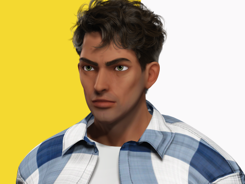 Intense Rugged Look Rigged Stylized Toon 3D Male Character Modello 3D