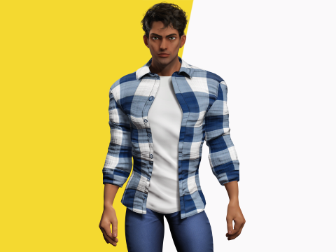 Intense Rugged Look Rigged Stylized Toon 3D Male Character Modello 3D