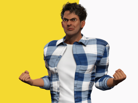 Intense Rugged Look Rigged Stylized Toon 3D Male Character Modello 3D