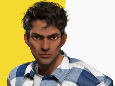Intense Rugged Look Rigged Stylized Toon 3D Male Character Modello 3D
