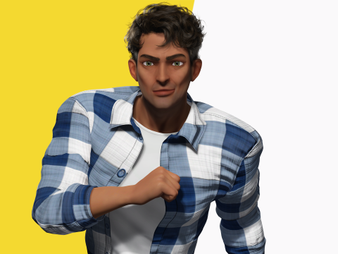 Intense Rugged Look Rigged Stylized Toon 3D Male Character Modello 3D