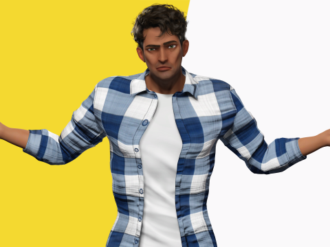 Intense Rugged Look Rigged Stylized Toon 3D Male Character Modello 3D