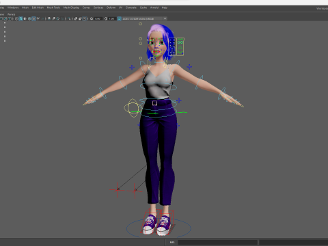 Purple Hair Rigged Stylized 3D Girl with Vibrant Hair 3Dモデル
