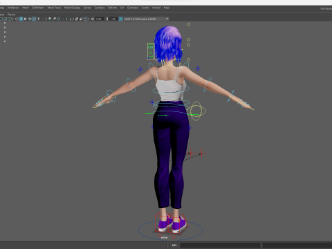 Purple Hair Rigged Stylized 3D Girl with Vibrant Hair 3Dモデル