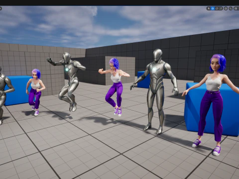 Purple Hair Rigged Stylized 3D Girl with Vibrant Hair 3D Model