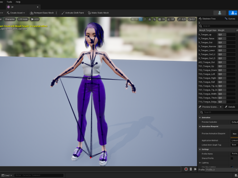 Purple Hair Rigged Stylized 3D Girl with Vibrant Hair 3Dモデル