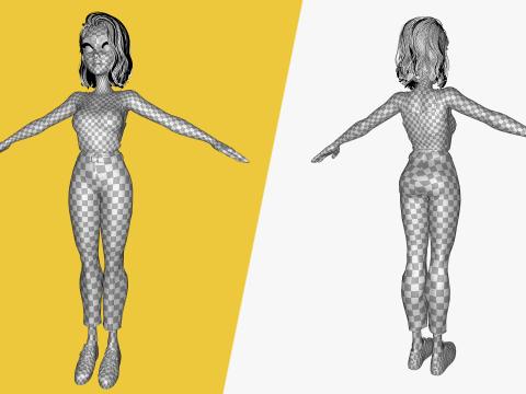 Purple Hair Rigged Stylized 3D Girl with Vibrant Hair 3Dモデル