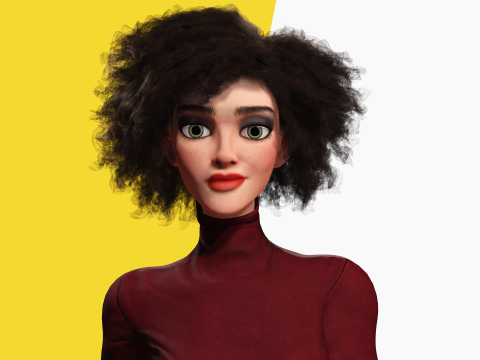 Red Turtleneck Rigged Stylized Young Woman 3D Character 3D Model