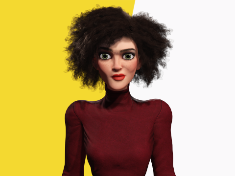 Red Turtleneck Rigged Stylized Young Woman 3D Character 3D Model