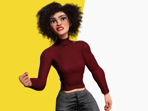Red Turtleneck Rigged Stylized Young Woman 3D Character 3D Model