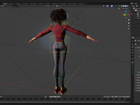 Red Turtleneck Rigged Stylized Young Woman 3D Character 3D Model