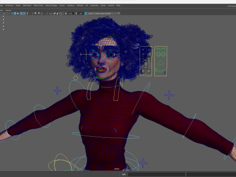 Red Turtleneck Rigged Stylized Young Woman 3D Character 3D Model