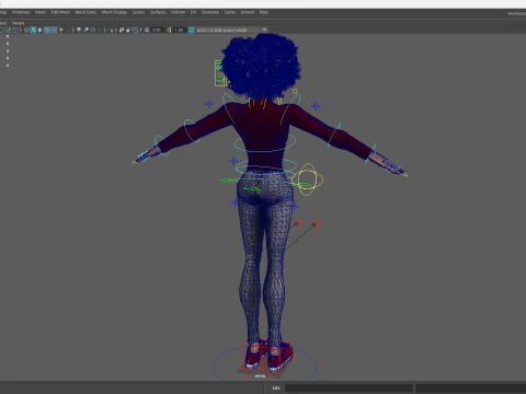Red Turtleneck Rigged Stylized Young Woman 3D Character 3D Model