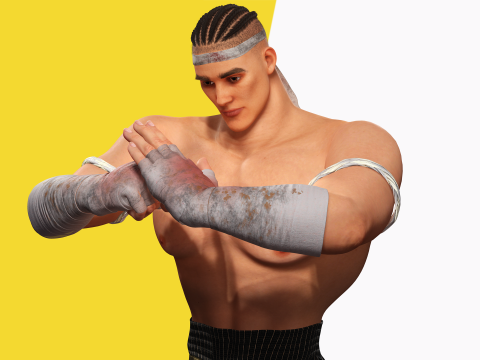 Strong Warrior Rigged Toon Fighter Martial Modelo 3D