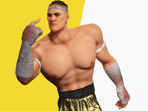 Strong Warrior Rigged Toon Fighter Martial Modelo 3D