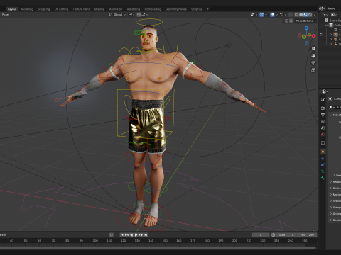 Strong Warrior Rigged Toon Fighter Martial Modelo 3D
