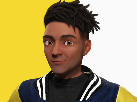 Varsity Jacket Rigged Stylized Toon 3D Male Character Modelo 3D