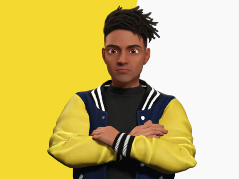 Varsity Jacket opgetuigd gestileerd Toon 3D mannelijk karakter 3D Model