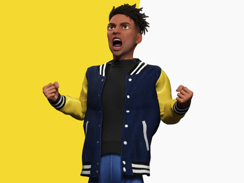 Varsity Jacket opgetuigd gestileerd Toon 3D mannelijk karakter 3D Model