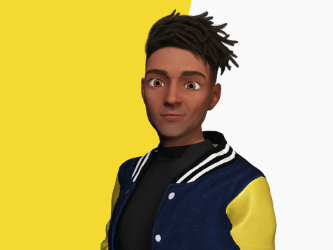 Varsity Jacket opgetuigd gestileerd Toon 3D mannelijk karakter 3D Model