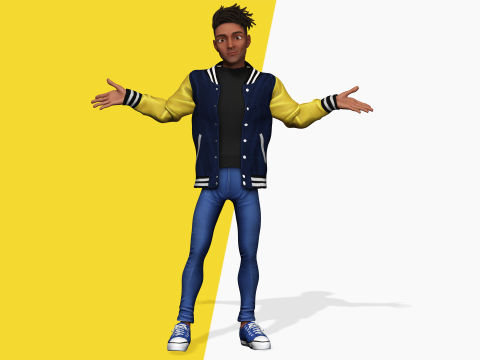 Varsity Jacket Rigged Stylized Toon 3D Male Character Modelo 3D