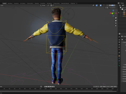 Varsity Jacket opgetuigd gestileerd Toon 3D mannelijk karakter 3D Model