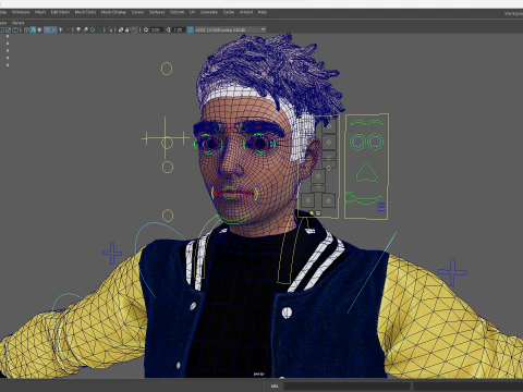 Varsity Jacket opgetuigd gestileerd Toon 3D mannelijk karakter 3D Model