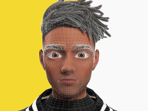 Varsity Jacket opgetuigd gestileerd Toon 3D mannelijk karakter 3D Model