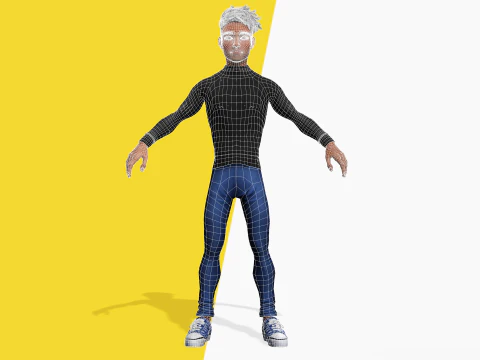 Varsity Jacket opgetuigd gestileerd Toon 3D mannelijk karakter 3D Model