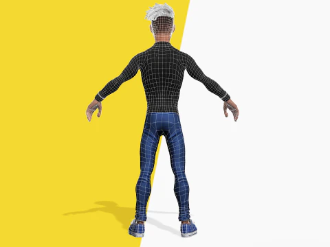 Varsity Jacket opgetuigd gestileerd Toon 3D mannelijk karakter 3D Model