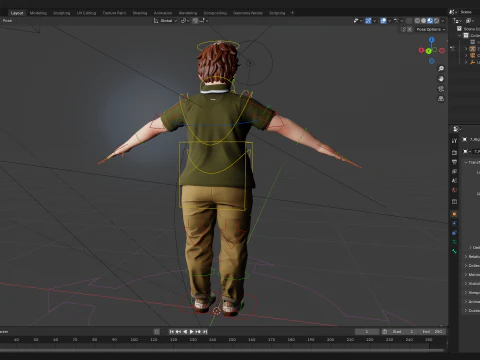 Nerdy Guy with Glasses and Curly Hair Stylized 3D 3D Model