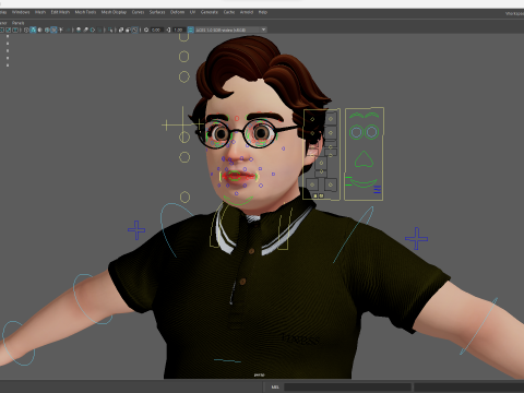 Nerdy Guy with Glasses and Curly Hair Stylized 3D 3D मॉडल
