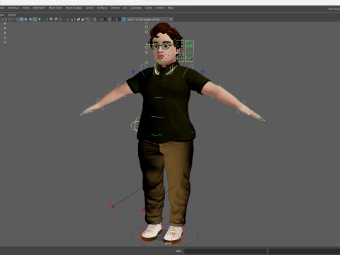 Nerdy Guy with Glasses and Curly Hair Stylized 3D 3D मॉडल