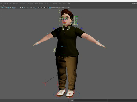 Nerdy Guy with Glasses and Curly Hair Stylized 3D 3D Model