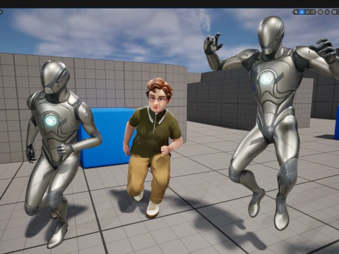 Nerdy Guy with Glasses and Curly Hair Stylized 3D 3D Model