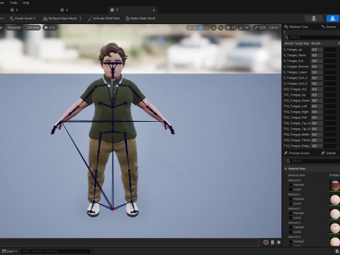 Nerdy Guy with Glasses and Curly Hair Stylized 3D 3D Model
