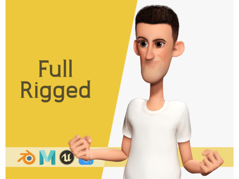 Fun and Quirky Male Rigged Exaggerated Toon 3D Guy Modello 3D