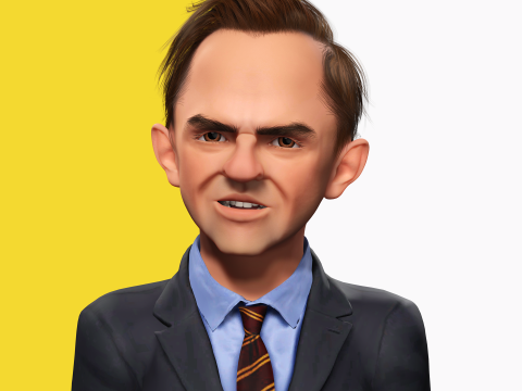 Wütender Chef mit Anzug und Krawatte stilisierter Cartoon-3D-Geschäftsmann 3D Modell