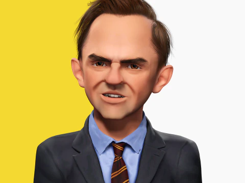 Angry Boss with Suit and Tie Stylized Cartoon 3D Businessman 3D Model