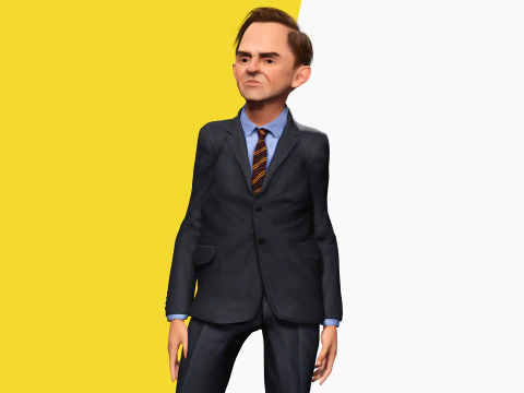 Angry Boss with Suit and Tie Stylized Cartoon 3D Businessman 3D Model