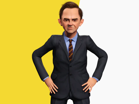 Angry Boss with Suit and Tie Stylized Cartoon 3D Businessman 3D Model