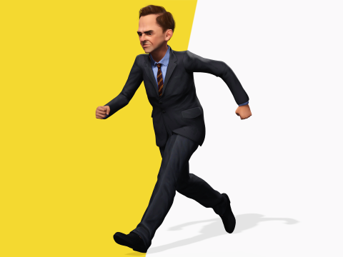 Wütender Chef mit Anzug und Krawatte stilisierter Cartoon-3D-Geschäftsmann 3D Modell