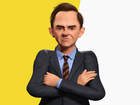 Wütender Chef mit Anzug und Krawatte stilisierter Cartoon-3D-Geschäftsmann 3D Modell