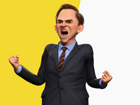 Wütender Chef mit Anzug und Krawatte stilisierter Cartoon-3D-Geschäftsmann 3D Modell