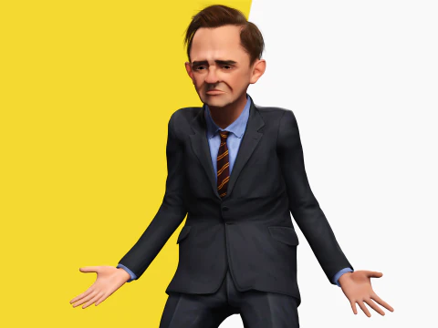 Angry Boss with Suit and Tie Stylized Cartoon 3D Businessman 3D Model