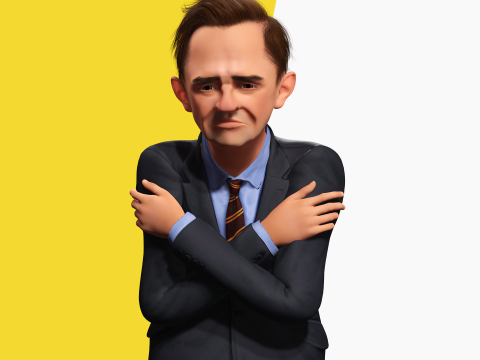 Wütender Chef mit Anzug und Krawatte stilisierter Cartoon-3D-Geschäftsmann 3D Modell