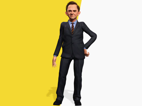 Angry Boss with Suit and Tie Stylized Cartoon 3D Businessman 3D Model