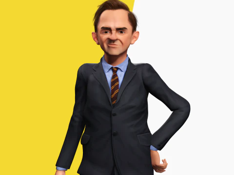Angry Boss with Suit and Tie Stylized Cartoon 3D Businessman 3D Model